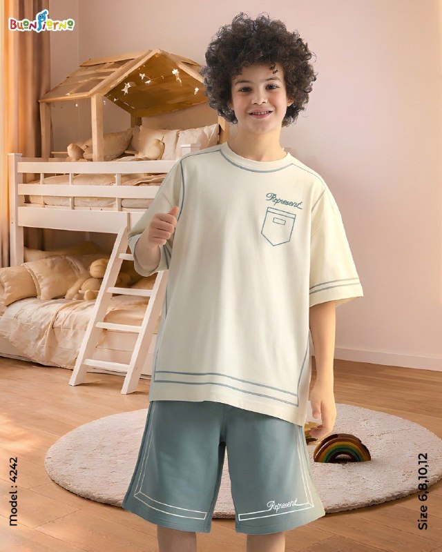 Boys' Homewear Set – Code 4242 (White)