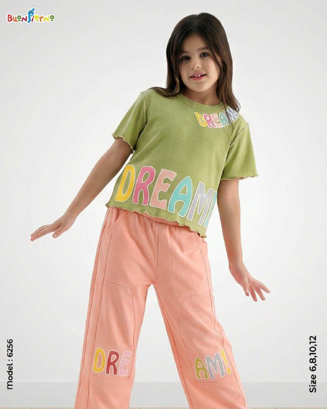 Girls' Homewear Set – Code 6256 (Pistachio)