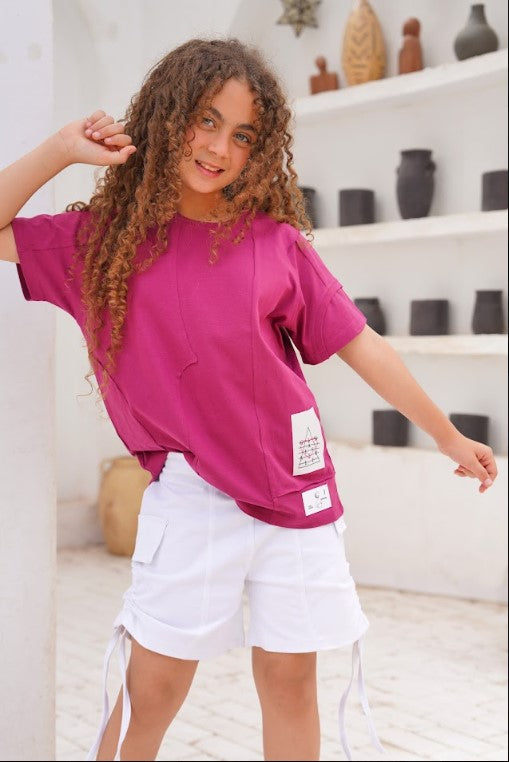 تيشرت كاجوال كود G1292 لون فوشيا