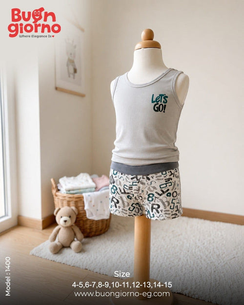 Boys Underwear Set - Boxer - Code 1400 (Grey)